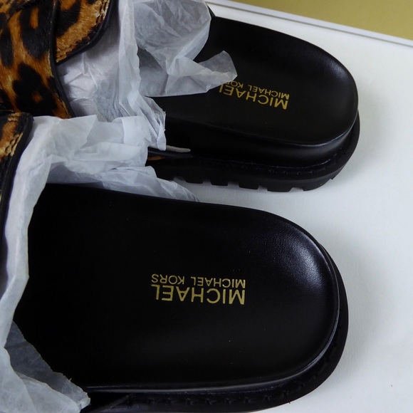 Michael Kors Judd Closed Toe Cheetah Print Haircalf Leather Slip On Clog Mules - Picture 6 of 10